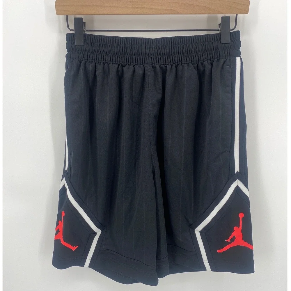 Jordan Basketball Shorts Medium Black Excellent Jumpman Diamond Loose Fit Mens
